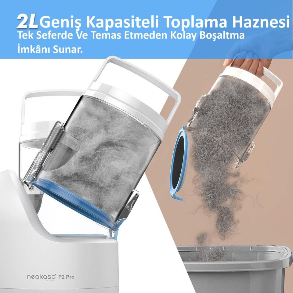 Neakasa P2 Pro Evcil Hayvan Bakım ve Vakum Emme Kiti Profesyonel Uzun Tüy Kesme Makinesi ve 5 Bakım Aleti PN0110W
