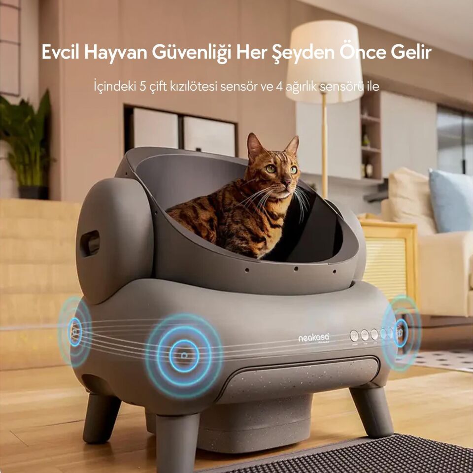 Neakasa Akıllı App Kontrol, UV Temizleme Üstü Açık Otomatik Kedi Tuvaleti Gri PS0120