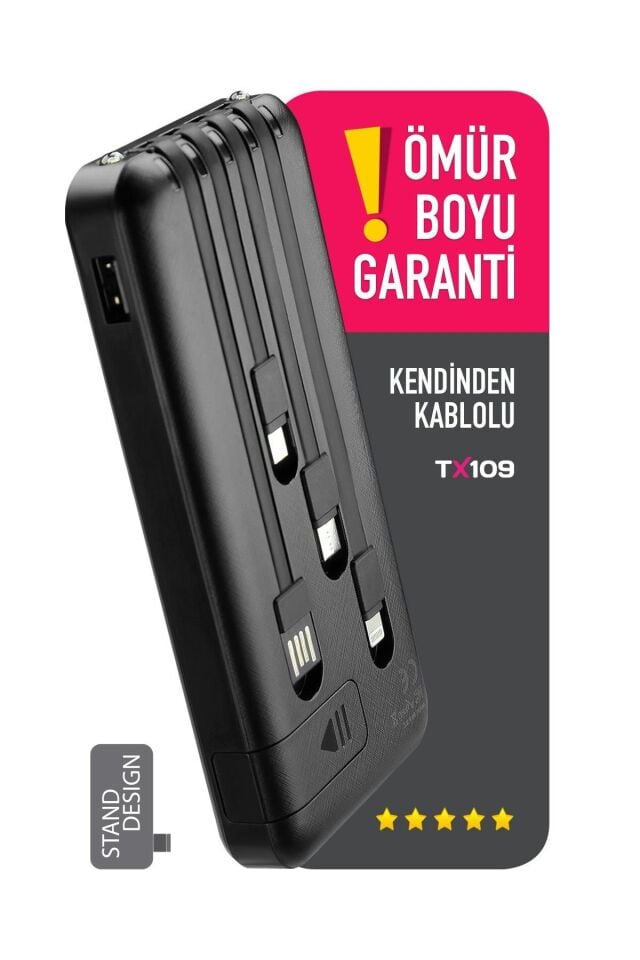 Powerway TX109 10000 mAh Hızlı Şarj Powerbank Siyah
