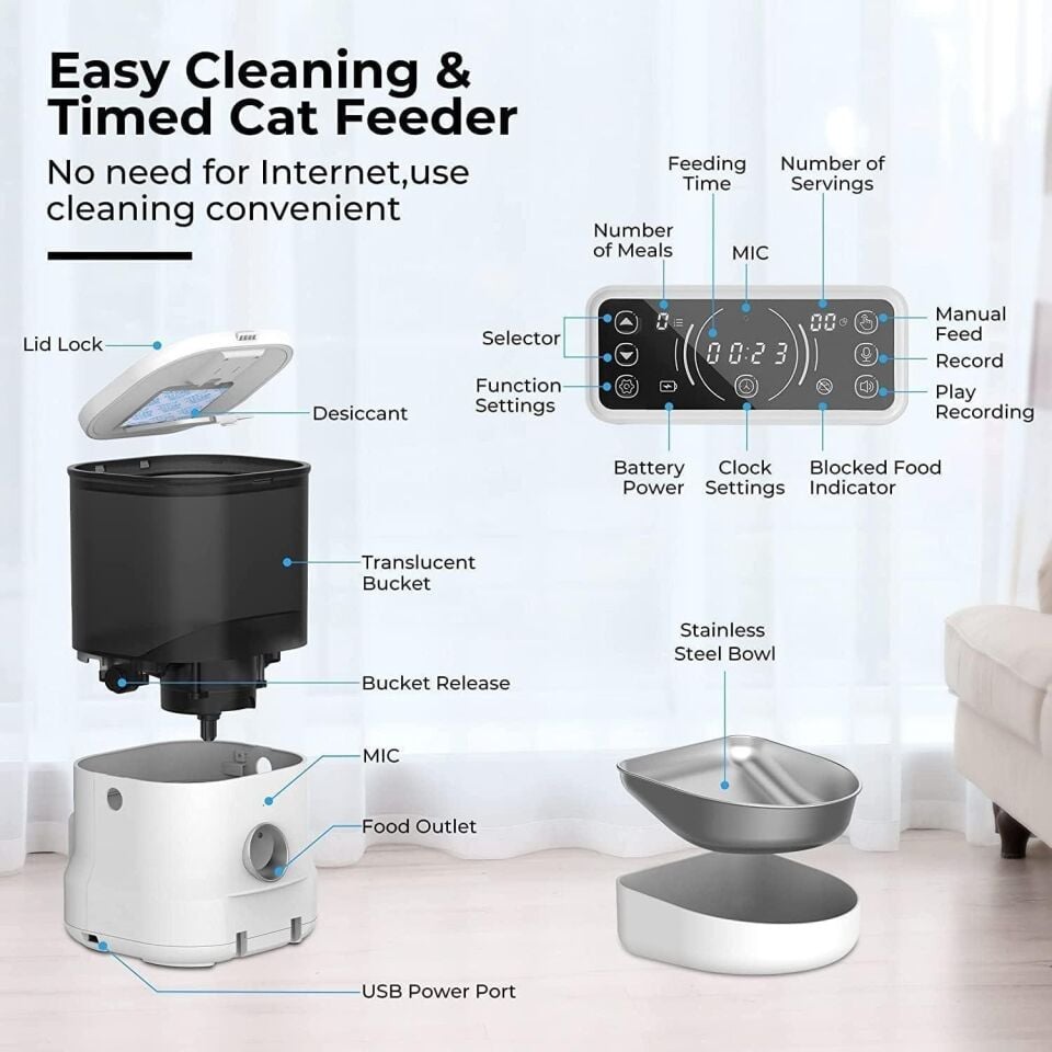 Dogness Kedi ve Köpekler İçin Otomatik Mama Kabı 4lt F12