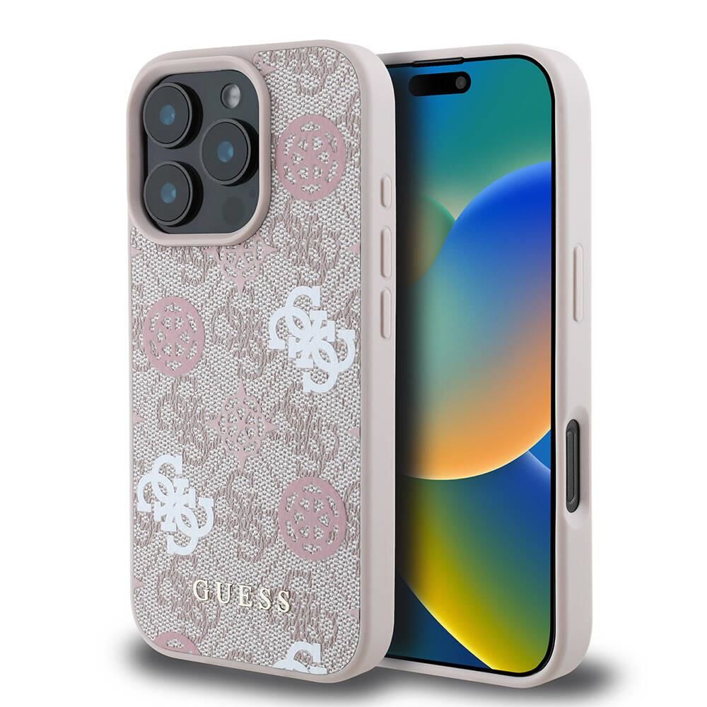 Apple iPhone 16 Pro Max Kılıf Guess Orjinal Lisanslı Magsafe Şarj Özellikli 4G Desenli Yazı Logolu Peony Kapak