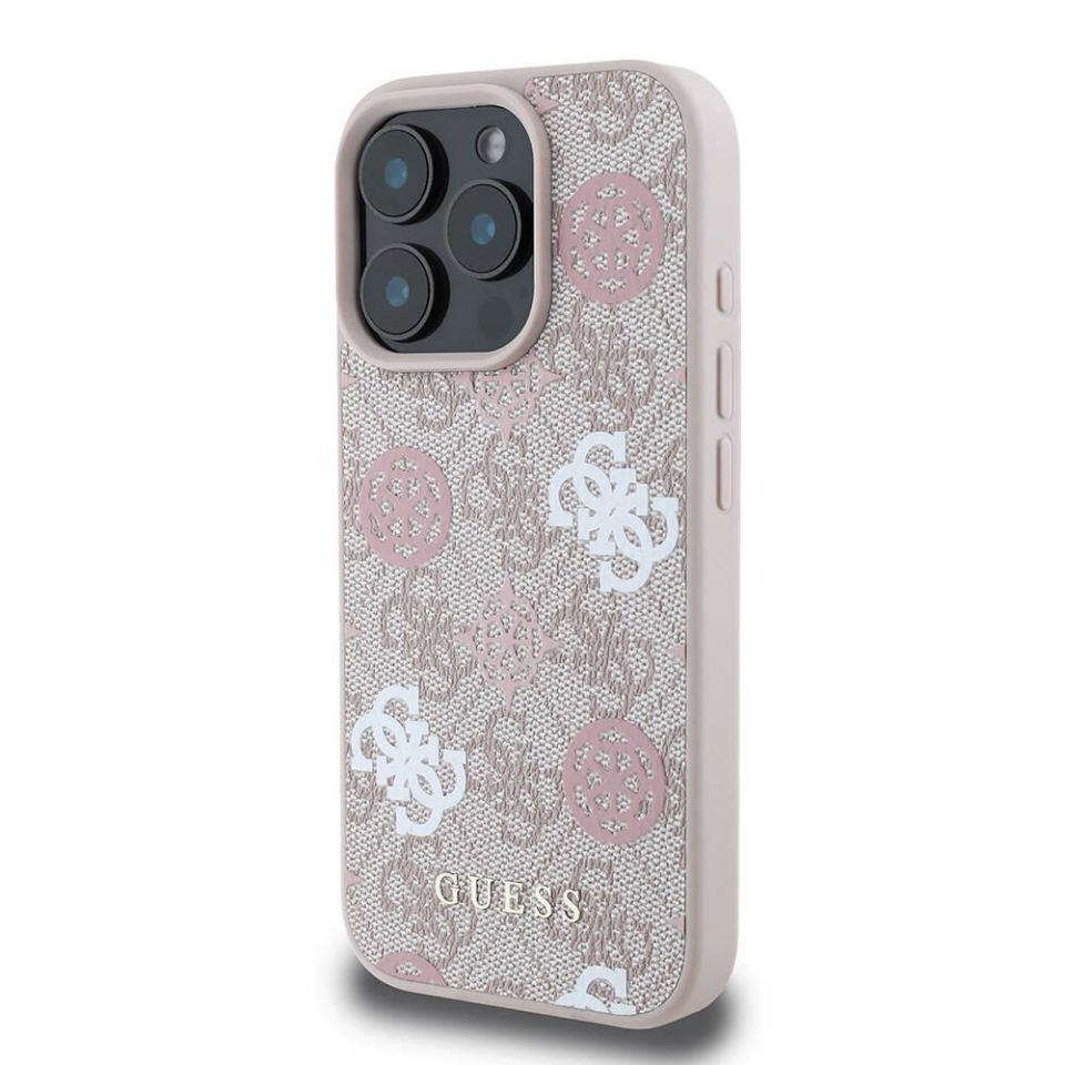 Apple iPhone 16 Pro Max Kılıf Guess Orjinal Lisanslı Magsafe Şarj Özellikli 4G Desenli Yazı Logolu Peony Kapak