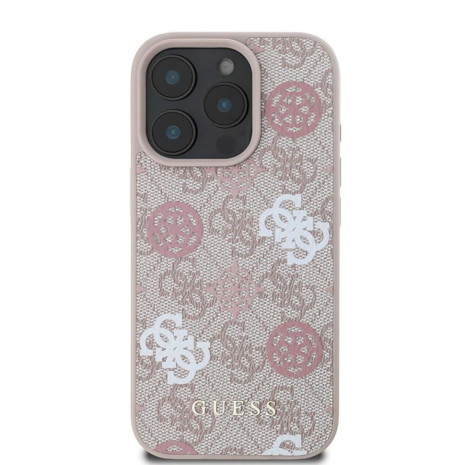 Apple iPhone 16 Pro Max Kılıf Guess Orjinal Lisanslı Magsafe Şarj Özellikli 4G Desenli Yazı Logolu Peony Kapak
