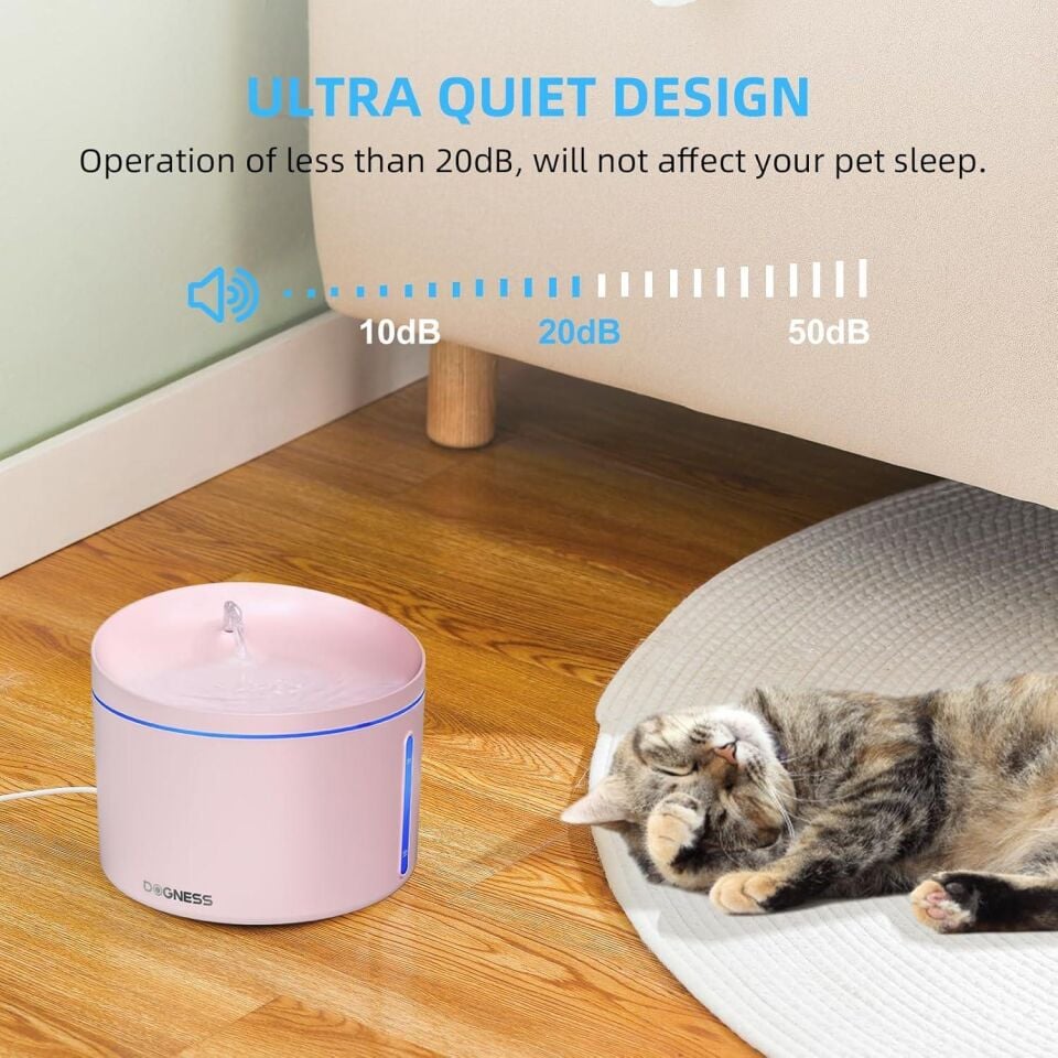 Dogness Kedi & Köpek Akıllı Su Pınarı 21 x 17 cm ( 3.2 Litre ) Pembe D06