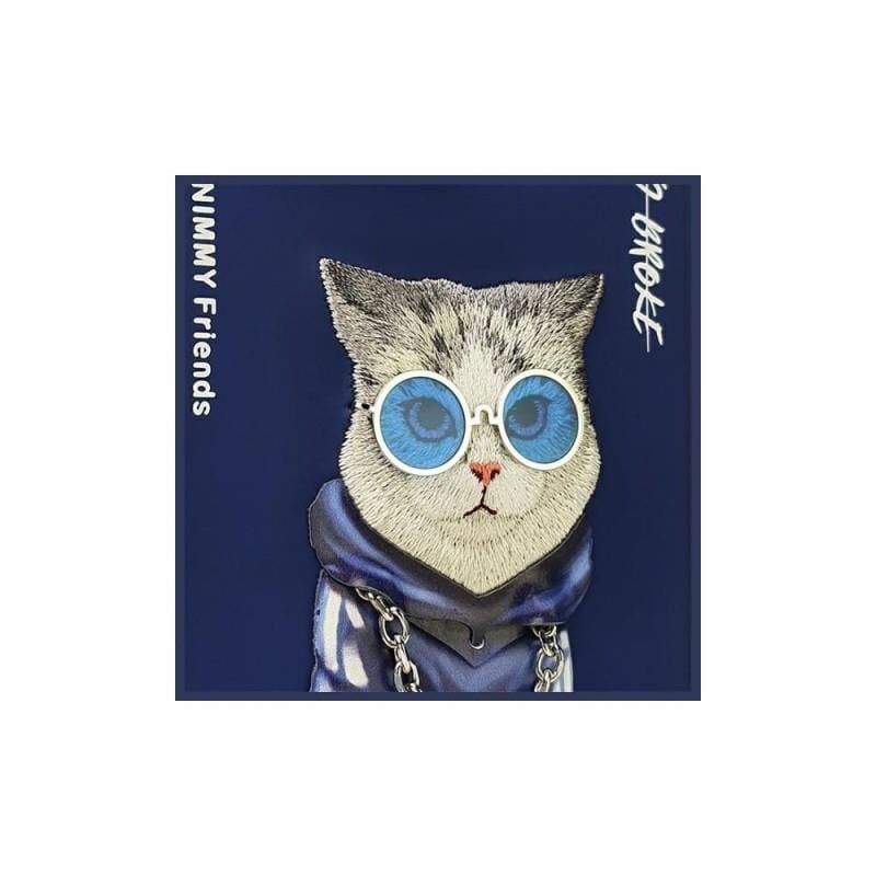 NIMMY iPhone 15 Pro Max Uyumlu 3D Gözlük Zincir Handsome Kedi Nakış İşlemeli Kabartmalı Cool Glasses Kılıf