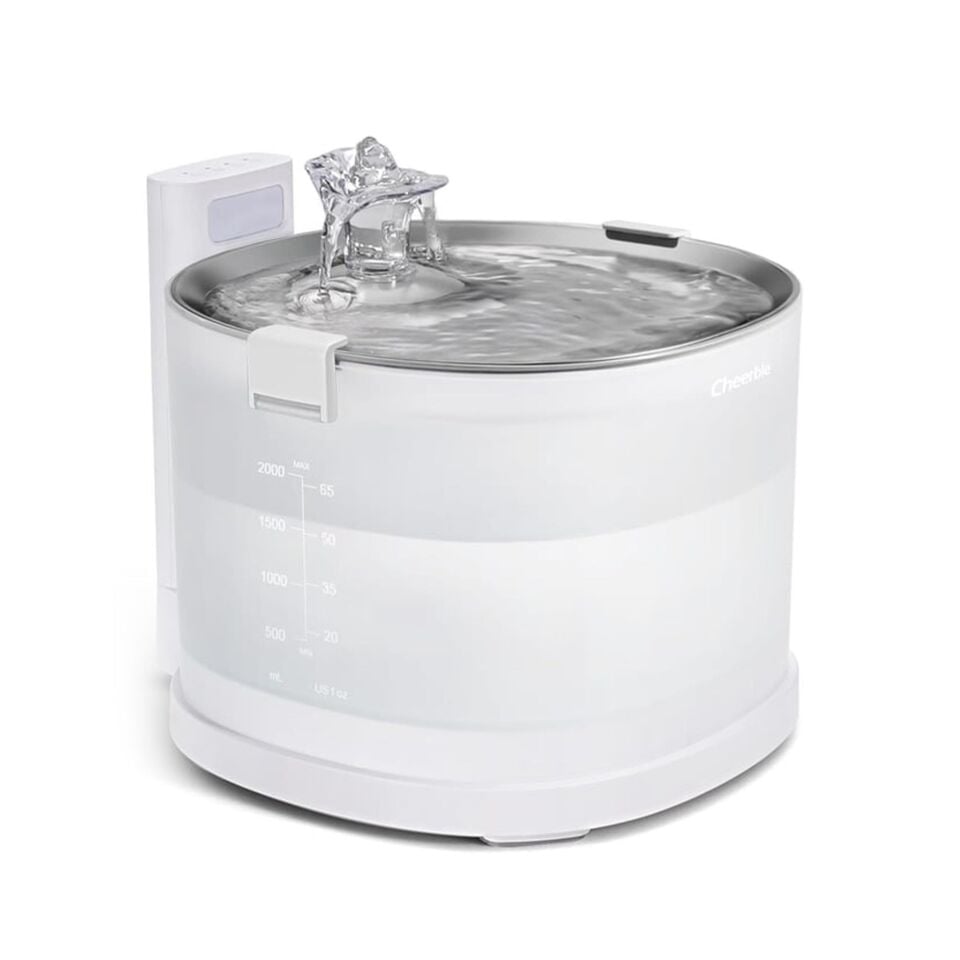 Cheerble E1+ Çelik Hazneli Şarjlı Otomatik Kedi Su Pınarı 22 X 20 X 18, 2lt CDY02