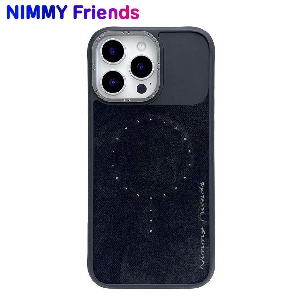 NIMMYiPhone 16 Pro Max Uyumlu MagSafe Özellikli Magnetic Fashion Stone Lüks Kılıf, Manyetik Kapak Siyah