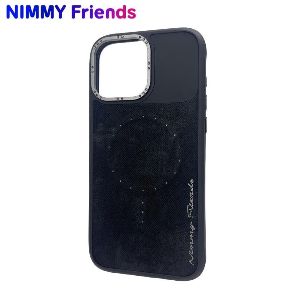 NIMMYiPhone 16 Pro Max Uyumlu MagSafe Özellikli Magnetic Fashion Stone Lüks Kılıf, Manyetik Kapak Siyah