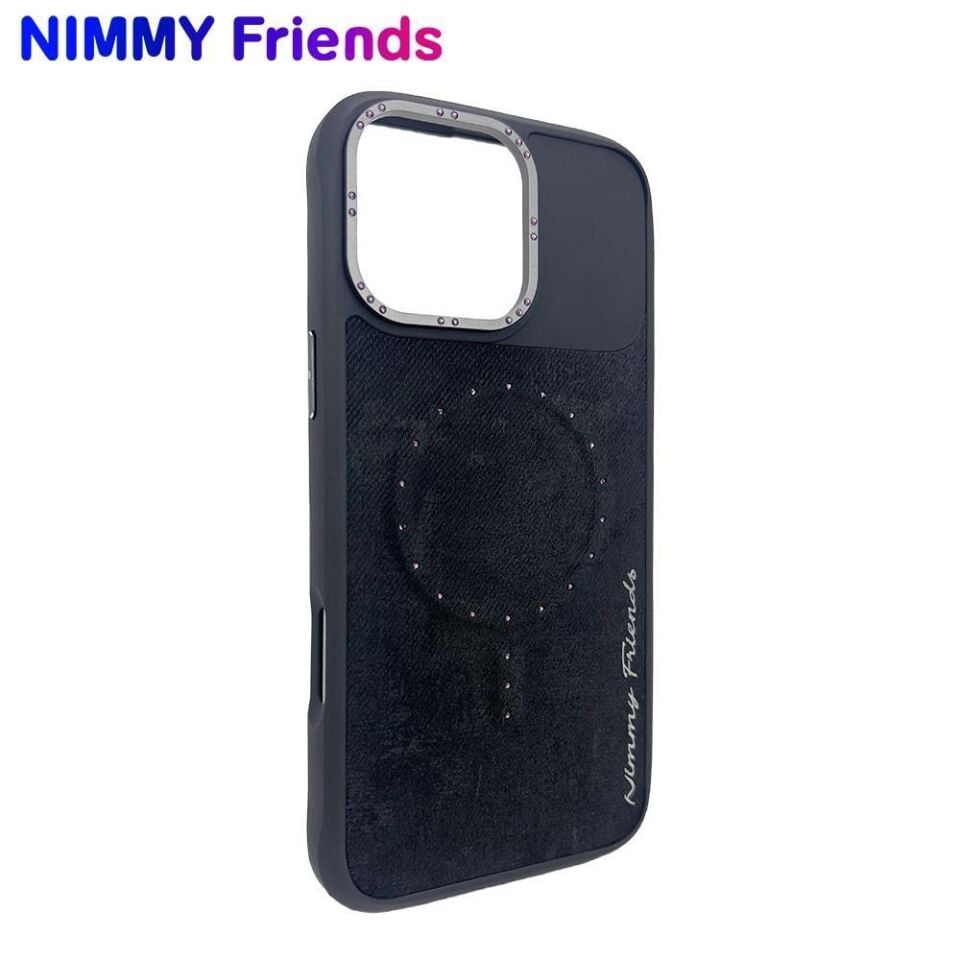 NIMMYiPhone 16 Pro Max Uyumlu MagSafe Özellikli Magnetic Fashion Stone Lüks Kılıf, Manyetik Kapak Siyah
