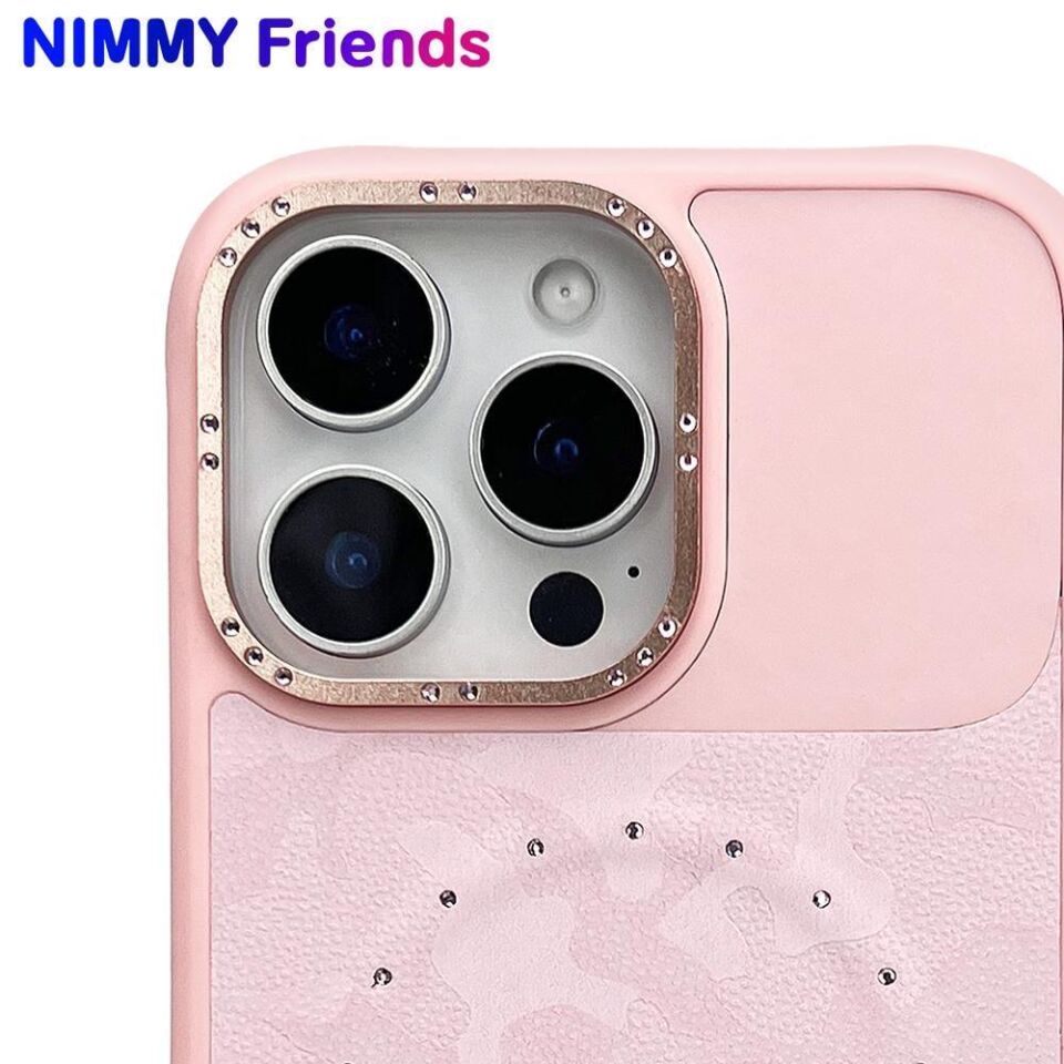 NIMMY iPhone 16 Pro Max Uyumlu MagSafe Özellikli Magnetic Fashion Stone Lüks Kılıf, Manyetik Kapak Pembe