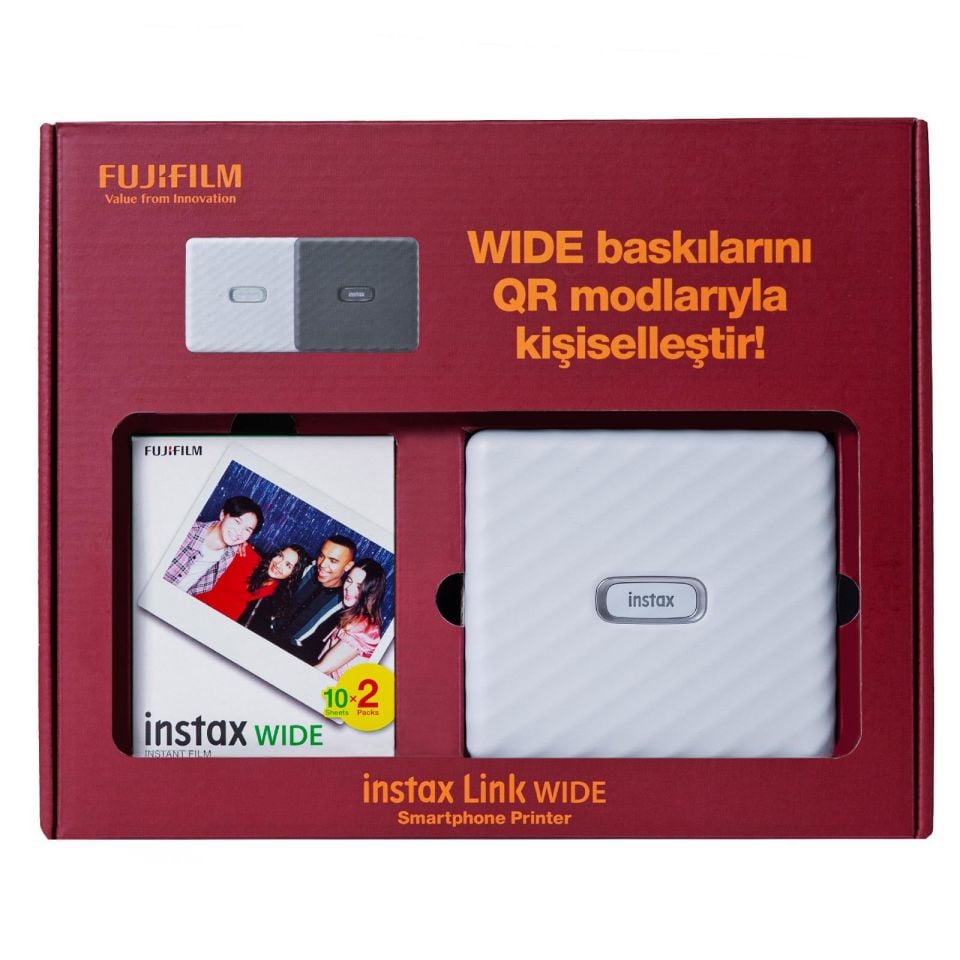 İnstax Wide Link Akıllı Telefon Yazıcısı Ve 20'li Film Bundle Box Beyaz