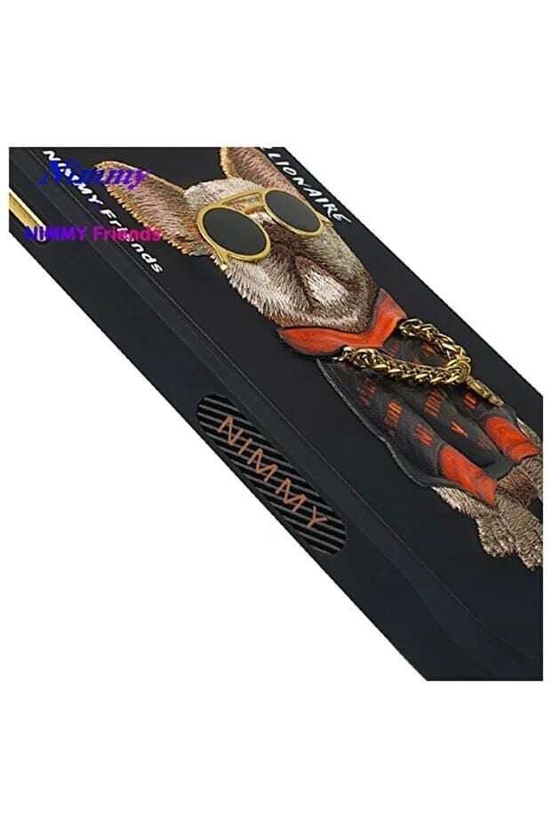 NIMMY iPhone 14 Pro Max Uyumlu  3D Gerçek Nakış İşlemeli Zincir ve Gözlük Detaylı Köpek Desenli Kılıf