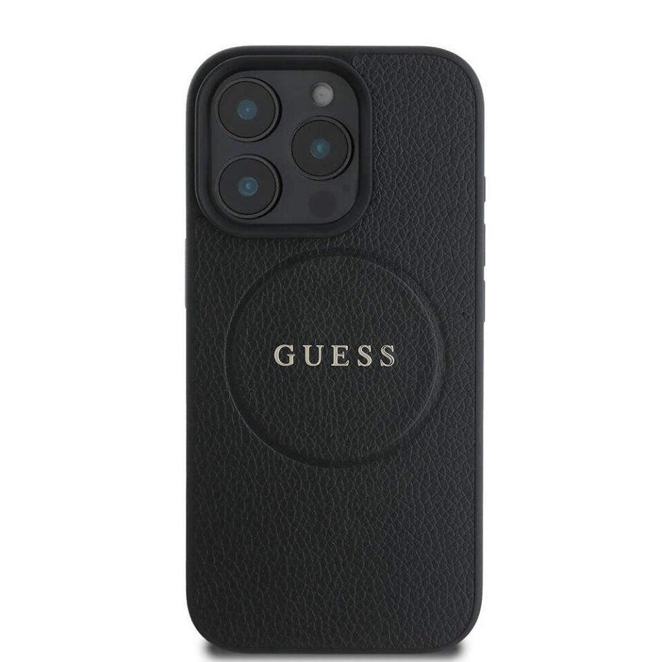 Apple iPhone 16 Pro Max Kılıf Guess Orijinal Lisanslı Magsafe Şarj Özellikli Yazı Logolu Grained Kapak