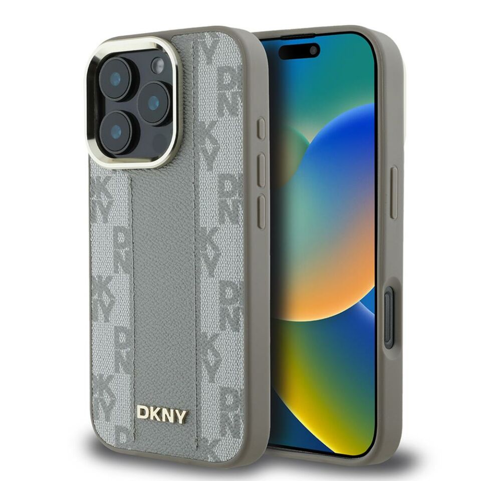 Apple iPhone 16 Pro Max Kılıf DKNY Orijinal Lisanslı Magsafe Şarj Özellikli 3D Yazılı Checkered Pattern Kapak
