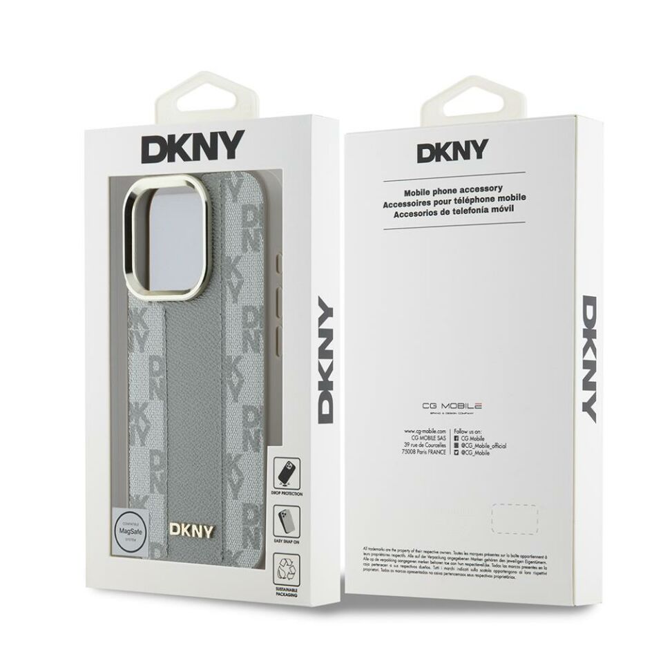 Apple iPhone 16 Pro Max Kılıf DKNY Orijinal Lisanslı Magsafe Şarj Özellikli 3D Yazılı Checkered Pattern Kapak