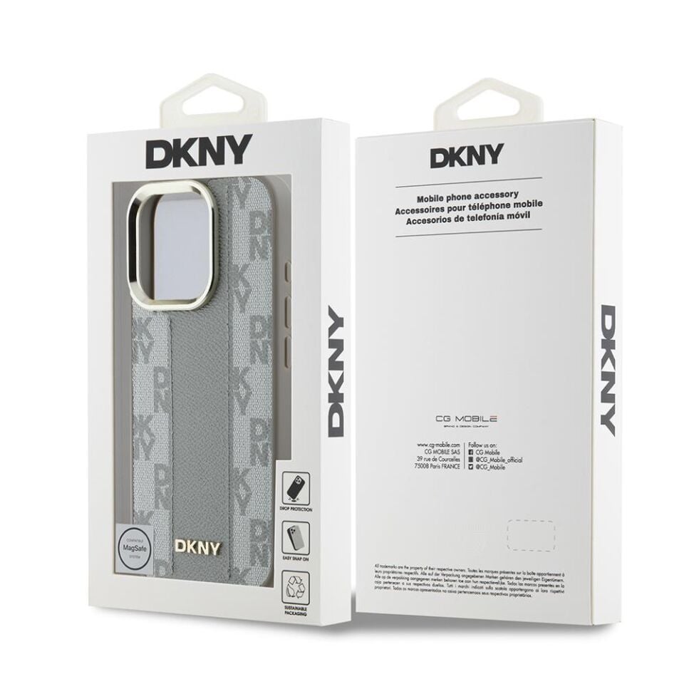 Apple iPhone 16 Pro Max Kılıf DKNY Orijinal Lisanslı Magsafe Şarj Özellikli 3D Yazılı Checkered Pattern Kapak