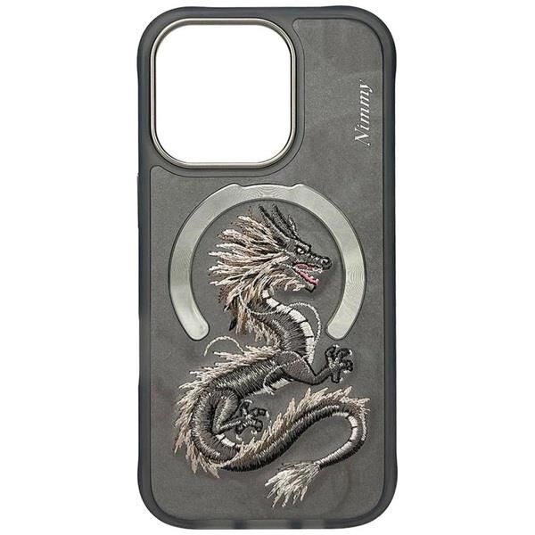 NIMMY iPhone 16 Pro Uyumlu  MagSafe Destekli 3D Gerçek Nakış İşlemeli Dragon Desenli Kılıf