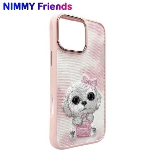 NIMMY iPhone 16 Pro Uyumlu 3D Gerçek Nakış İşlemeli Göz Detaylı Köpek Desenli Big Eyes Silikon Kılıf