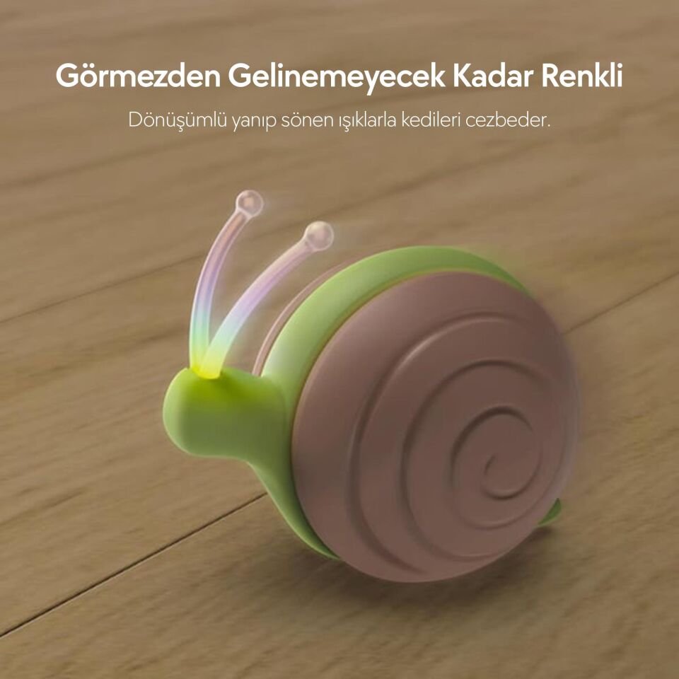 Cheerble Şarjlı Akıllı İneraktif Kedi Salyangoz Oyuncağı, Kahverengi 7 x 5 x 5.8 cm CWJ02