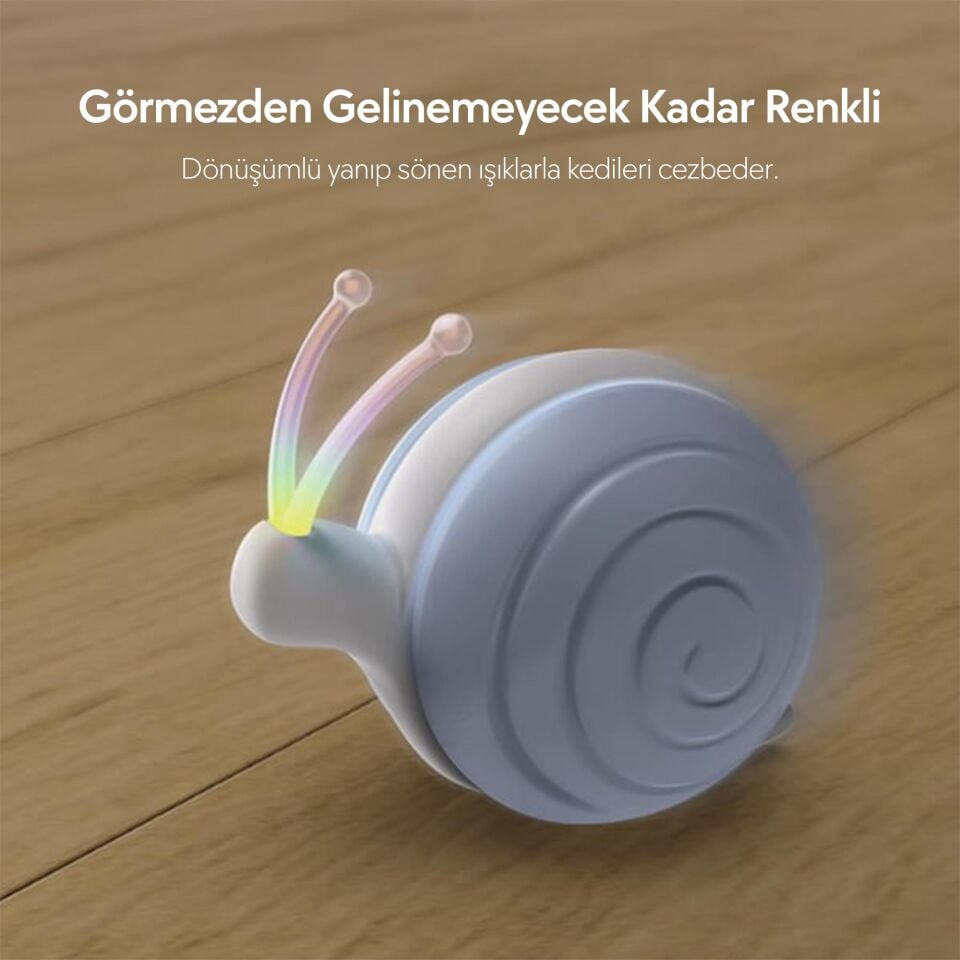 Cheerble Şarjlı Akıllı İneraktif Kedi Salyangoz Oyuncağı, Kahverengi 7 x 5 x 5.8 cm CWJ02 Mavi