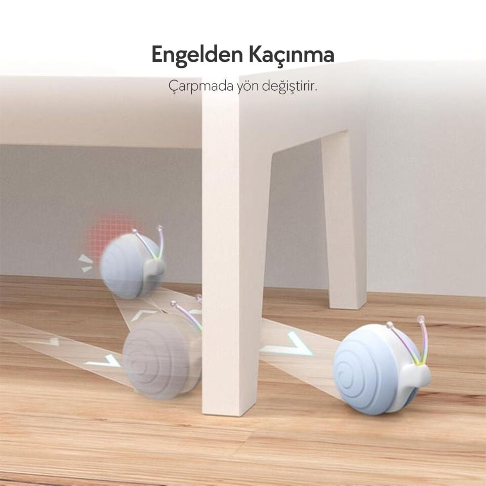 Cheerble Şarjlı Akıllı İneraktif Kedi Salyangoz Oyuncağı, Kahverengi 7 x 5 x 5.8 cm CWJ02 Mavi