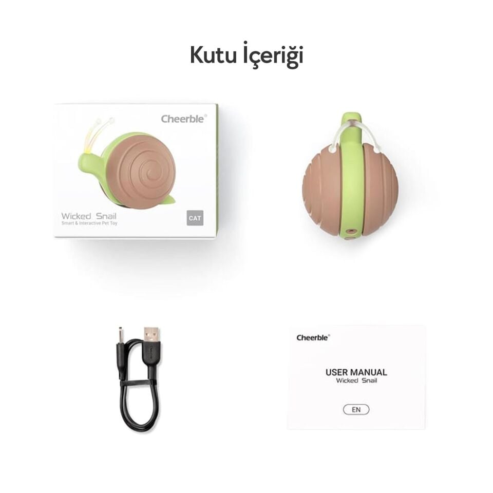 Cheerble Şarjlı Akıllı İneraktif Kedi Salyangoz Oyuncağı, Kahverengi 7 x 5 x 5.8 cm CWJ02 Kahve rengi