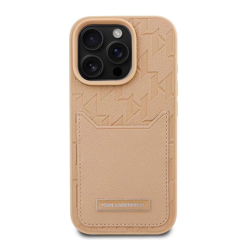 Apple iPhone 16 Pro Max Kılıf Karl Lagerfeld Orijinal Lisanslı KL Desenli Kartlıklı Monogram Kapak