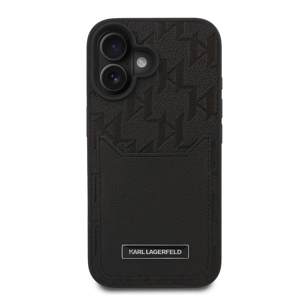 Apple iPhone 16 Kılıf Karl Lagerfeld Orijinal Lisanslı Kartlıklı Cardslot Monogram Kapak