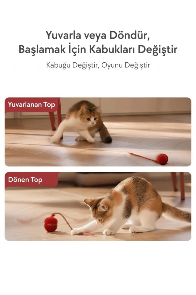 Cheerble Wicked Ball Duo2 İnteraktif Şarjlı Kedi Oyun Topu (2-in-1) CWJ04 Kırmızı