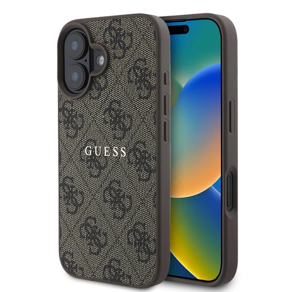 Apple iPhone 16 Kılıf Guess Orijinal Lisanslı Magsafe Şarj Özellikli 4G Desenli Yazı Logolu Kapak