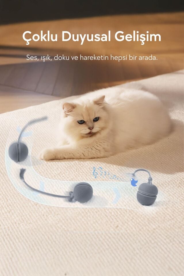 Cheerble Wicked Ball Duo2 İnteraktif Şarjlı Kedi Oyun Topu (2-in-1) CWJ04 Gri