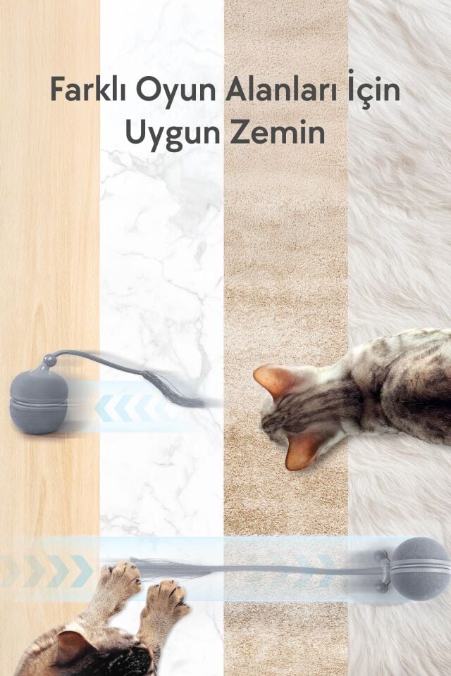 Cheerble Wicked Ball Duo2 İnteraktif Şarjlı Kedi Oyun Topu (2-in-1) CWJ04 Gri