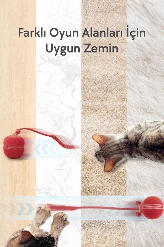 Cheerble Wicked Ball Duo2 İnteraktif Şarjlı Kedi Oyun Topu (2-in-1) CWJ04 Kırmızı