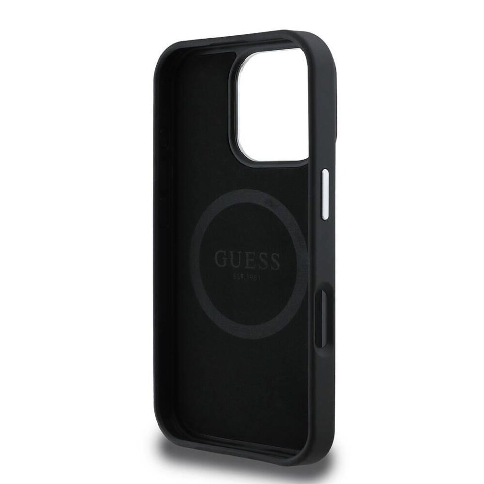 Apple iPhone 16 Pro Kılıf Guess Orijinal Lisanslı Magsafe Şarj Özellikli Grained Triangle Kapak