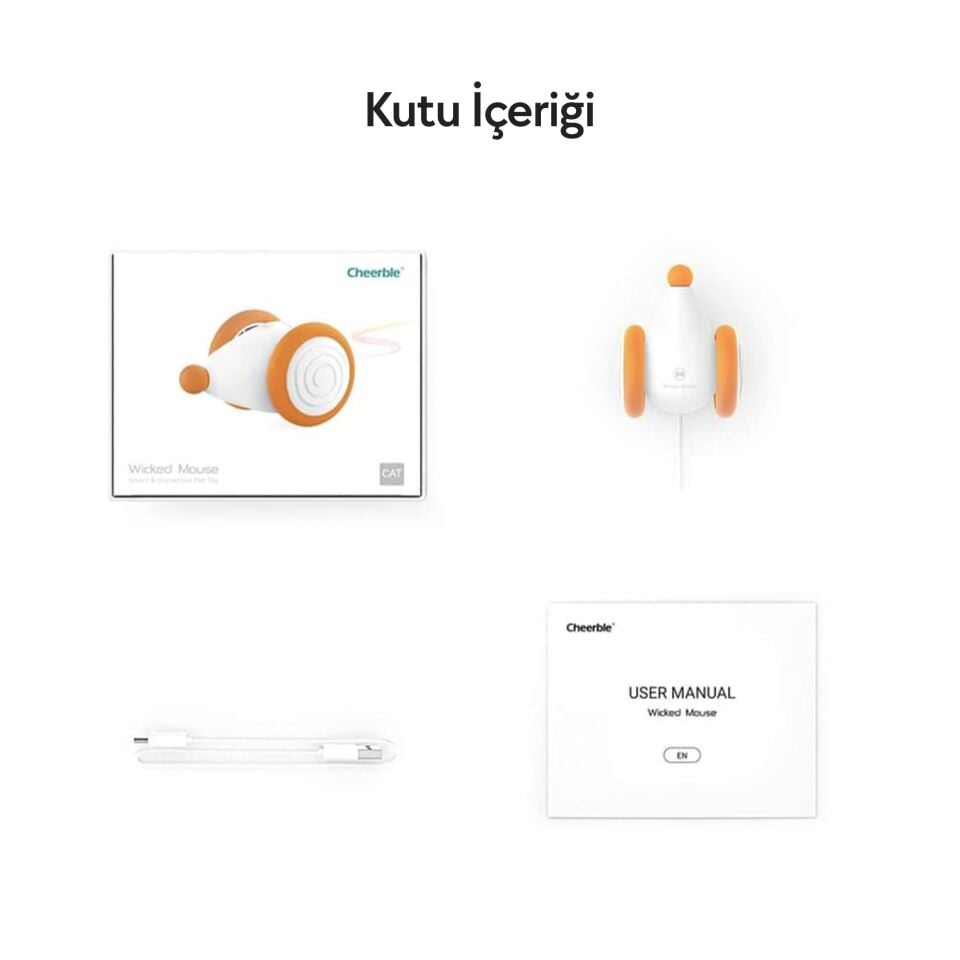 Cheerble Şarjlı Akıllı İneraktif Kedi Fare Oyuncağı 6 x 5 x 3.6 cm C0821 Turuncu
