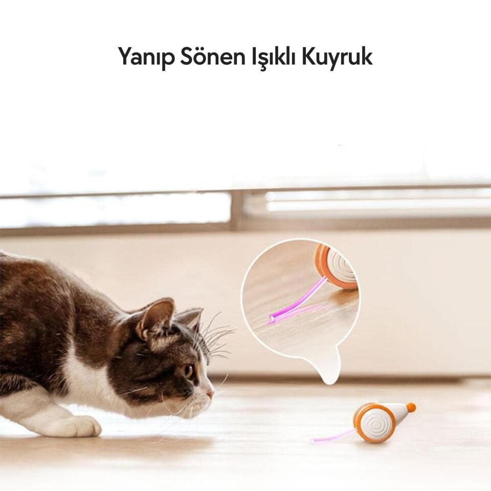 Cheerble Şarjlı Akıllı İneraktif Kedi Fare Oyuncağı 6 x 5 x 3.6 cm C0821 Turuncu