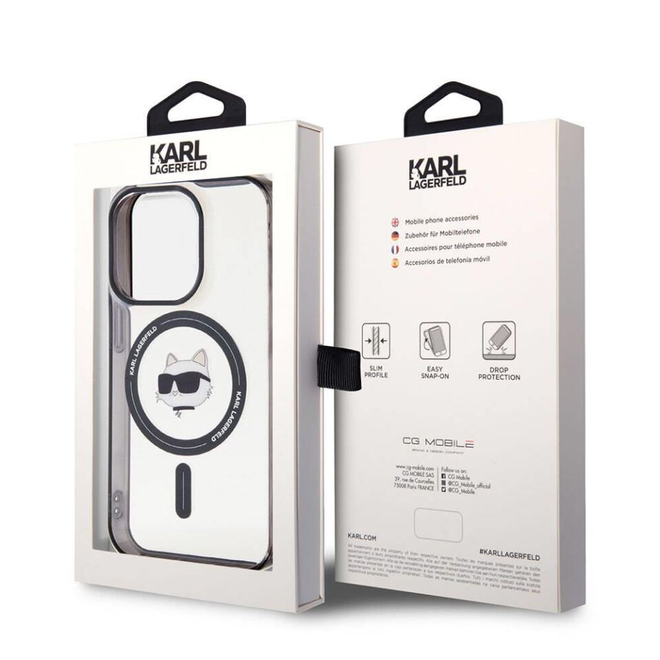 Apple iPhone 15 Pro Kılıf Karl Lagerfeld Magsafe Şarj Özellikli IML Choupette Orijinal Lisanslı Kapak