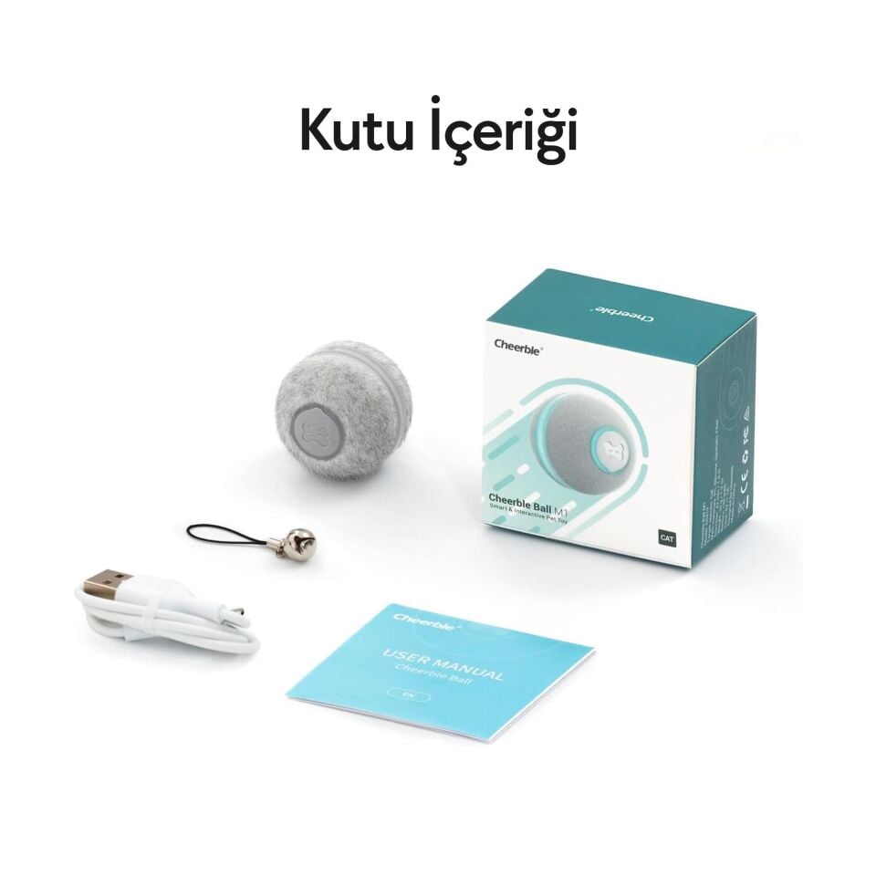 Cheerble Şarjlı Akıllı İneraktif Kedi Oyun Topu 4 cm C0419 Gri