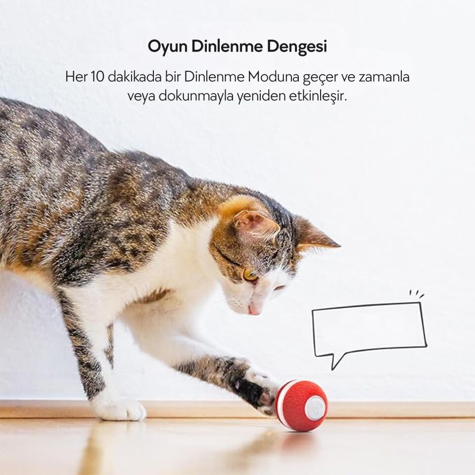 Cheerble Şarjlı Akıllı İneraktif Kedi Oyun Topu 4 cm C0419 Kırmızı