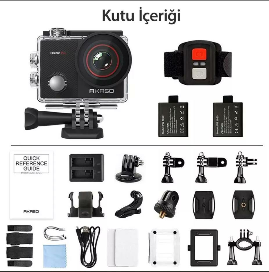 Akaso EK7000 Pro 4K Wi-Fi Aksiyon Kamera ve Aksesuar Seti