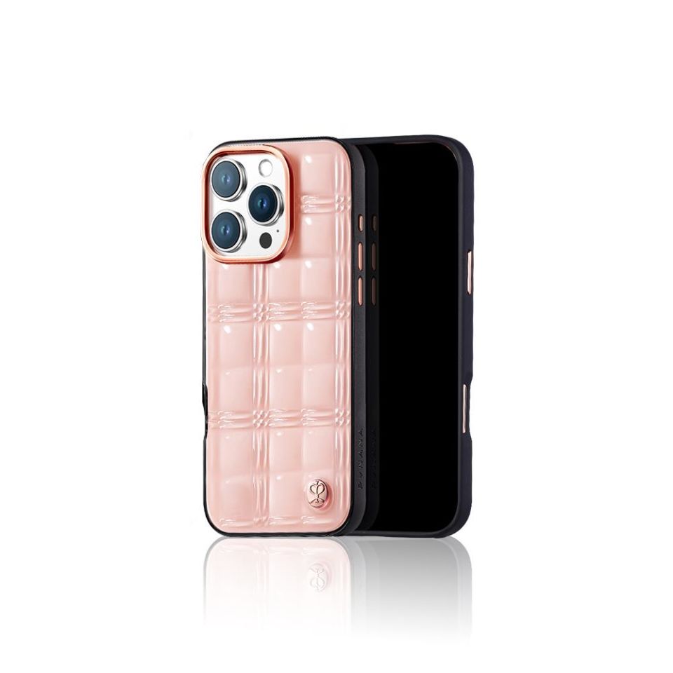 Apple iPhone 16 Pro Max Kılıf Askı Aparatlı Pynana Metal Grid Kapak - Pembe