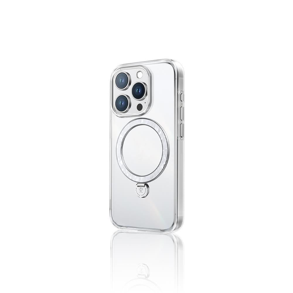 Apple iPhone 15 Pro Max Kılıf Magsafe Şarj Özellikli Standlı Pynana Dancing Streamer Serisi Kapak - Beyaz