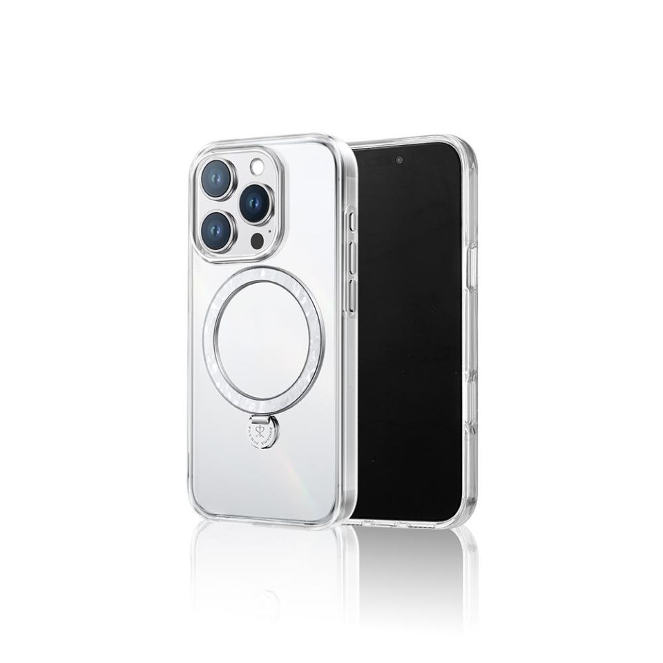 Apple iPhone 15 Pro Max Kılıf Magsafe Şarj Özellikli Standlı Pynana Dancing Streamer Serisi Kapak - Beyaz