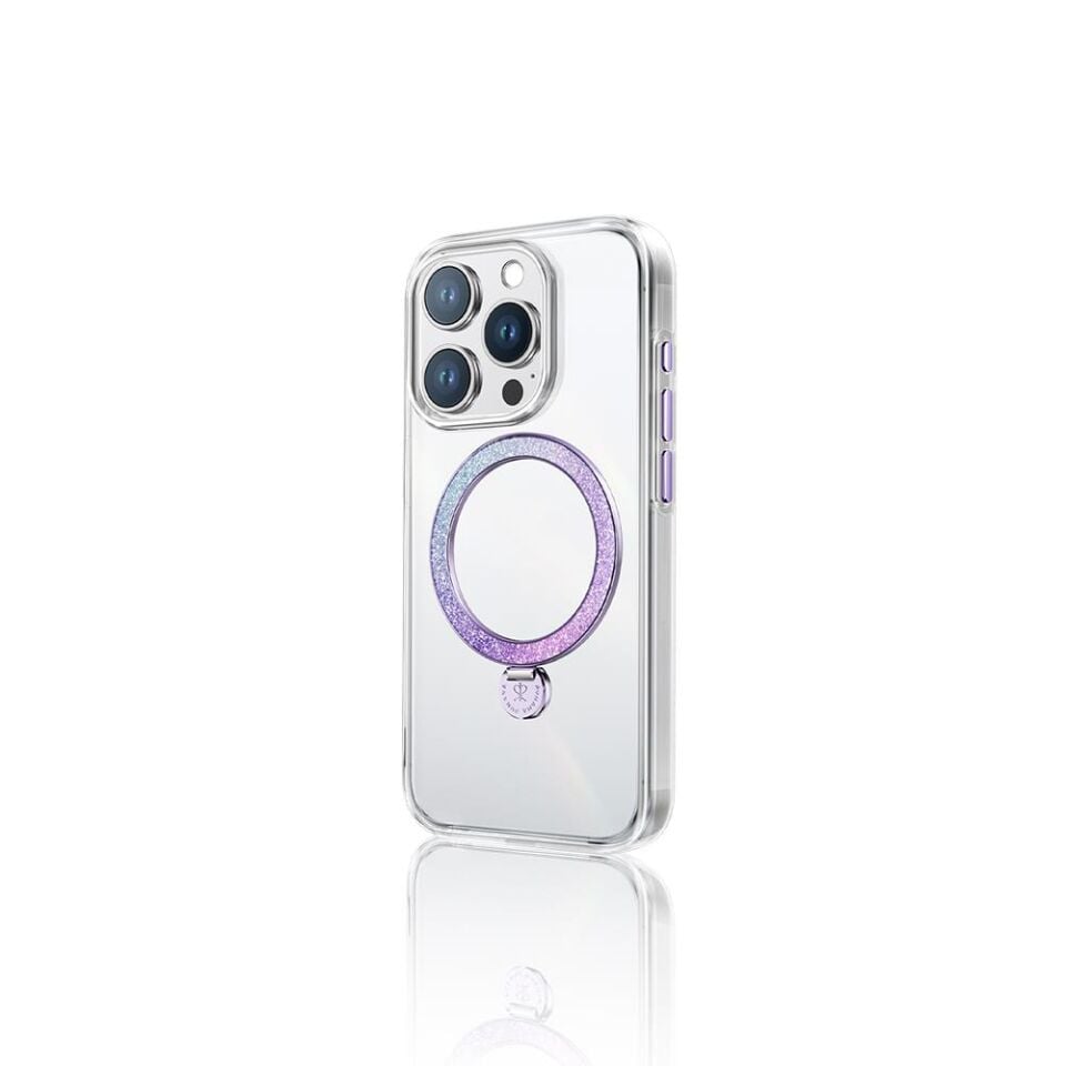 Apple iPhone 15 Pro Kılıf Magsafe Şarj Özellikli Standlı Pynana Dancing Streamer Serisi Kapak - Mor