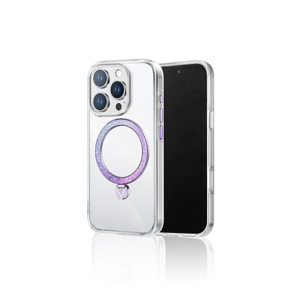 Apple iPhone 15 Pro Kılıf Magsafe Şarj Özellikli Standlı Pynana Dancing Streamer Serisi Kapak - Mor