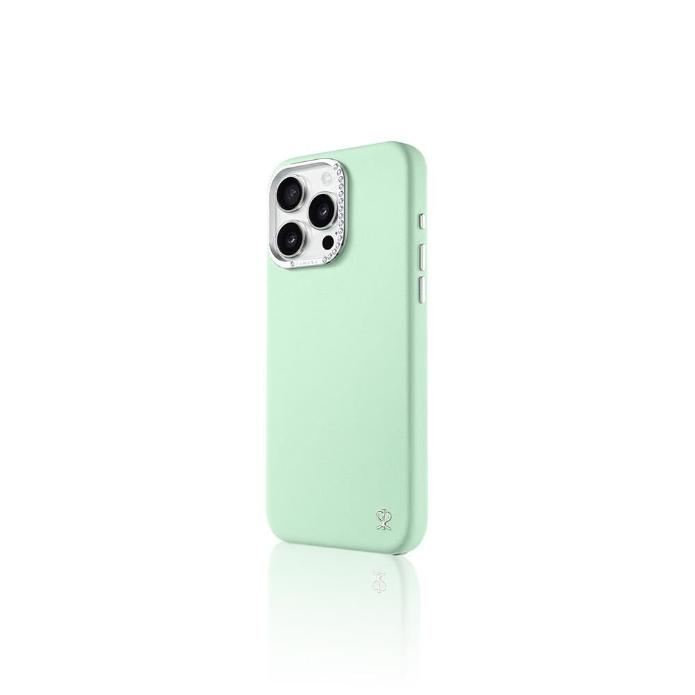 Apple iPhone 15 Pro Max Kılıf Suni Deri Tasarımlı Pynana Starry Serisi Kapak - Yeşil