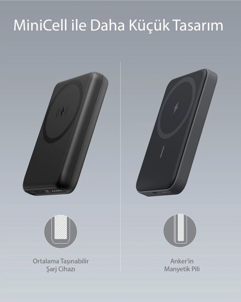 Anker 622 MagGo 5000 mAh Manyetik Powerbank Siyah