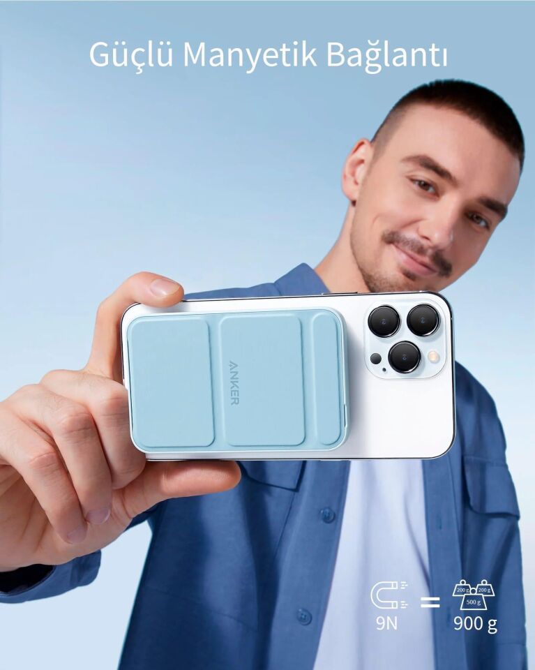 Anker 622 MagGo 5000 mAh Manyetik Powerbank Mavi