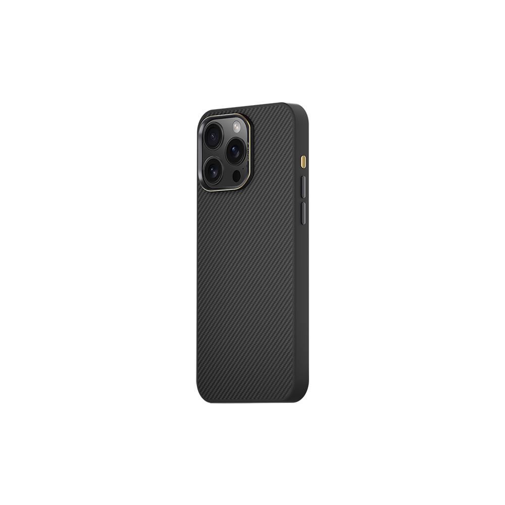 Apple iPhone 16 Pro Max Kılıf Magsafe Şarj Özellikli 600D Metal Kamera Çerçeveli Raptic Aramid Fiber Serisi Kapak - Siyah
