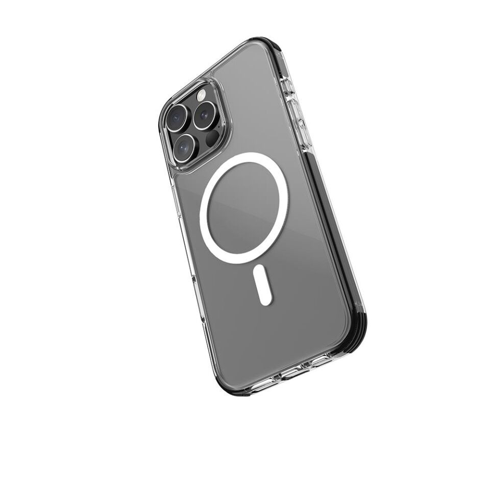 Apple iPhone 16 Pro Max Kılıf Magsafe Şarj Özellikli Airbag Tasarımlı Raptic Clear Serisi Şeffaf Kapak - Siyah